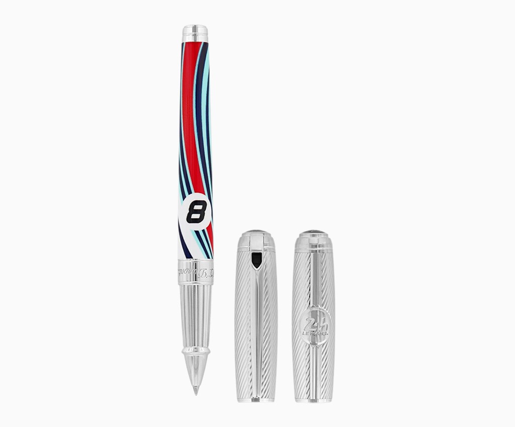 24H Le Mans White/Blue Multifunction Fountain/Rollerball Point Pen